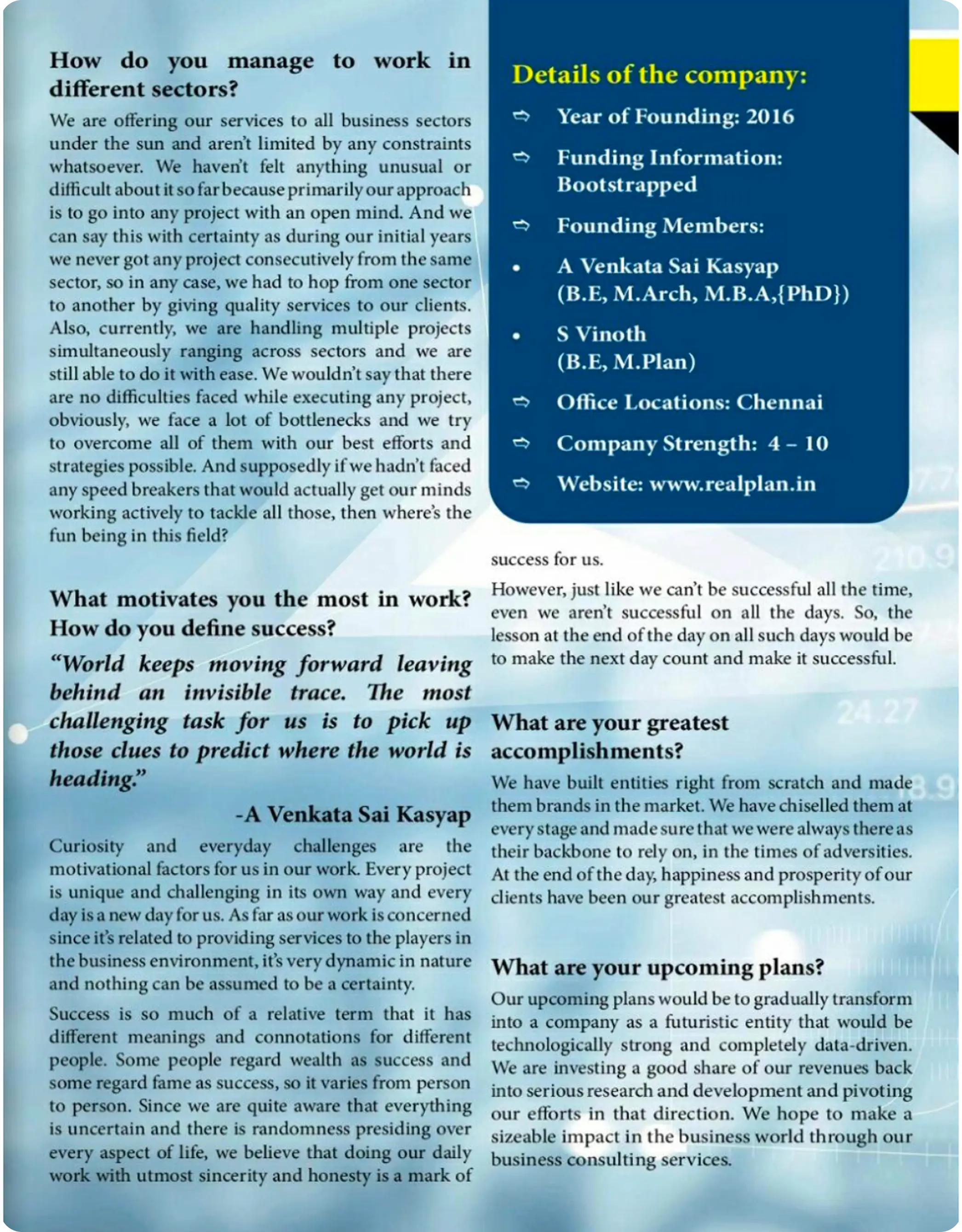 Real Plan Consulting award certificate